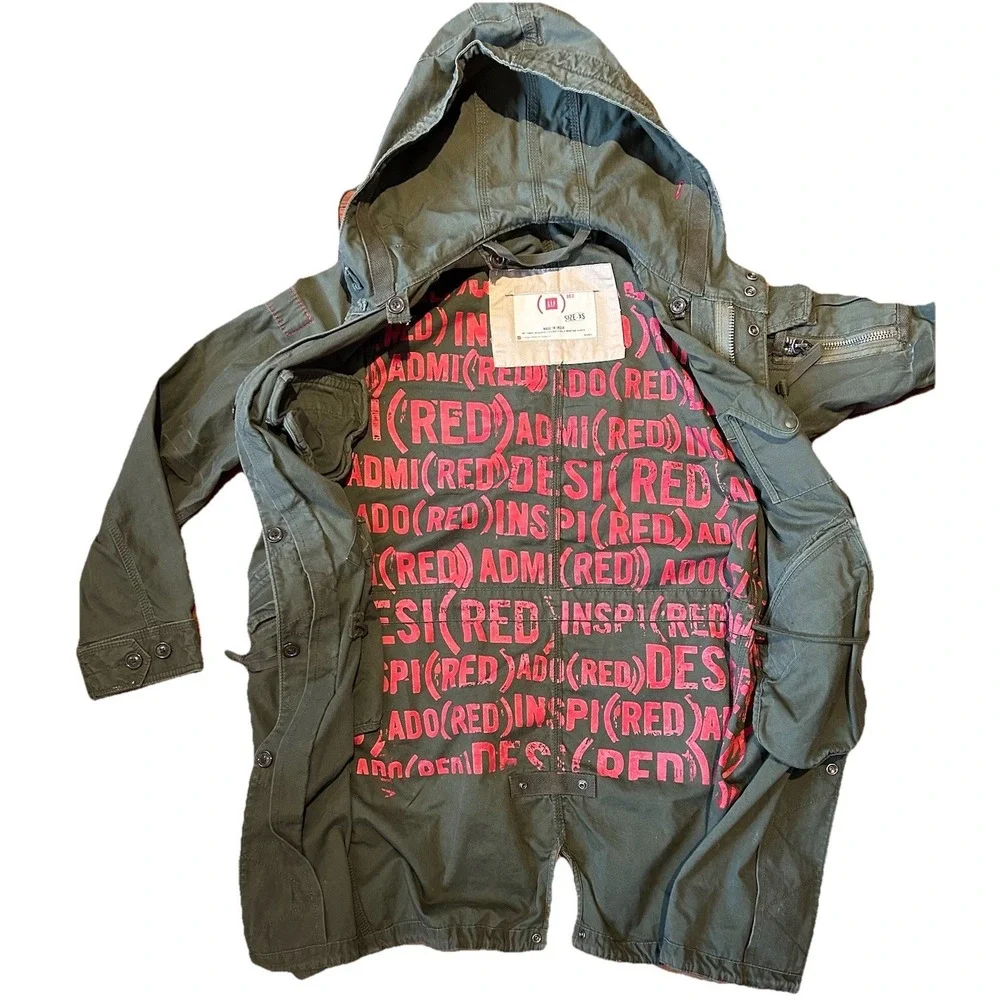 Vintage‎ Gap Project Red Military Fishtail Parka Jacket Mens XS Green Y2K Unisex